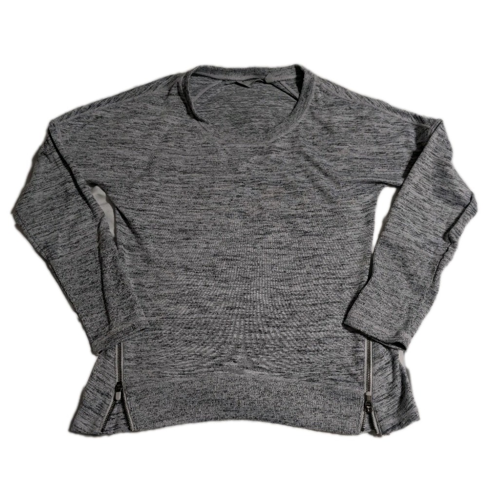 Athleta Women's Medium Heather Gray Green Pullover Sweatshirt Side Zip